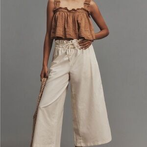 By Anthropologie Linen Pull-On Pants